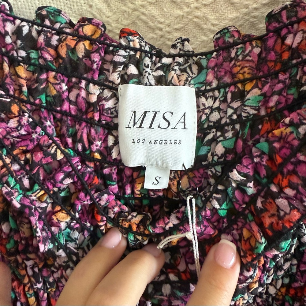 NWT MISA Los Angeles Sabrina Multicolored Floral Off The Shoulder Maxi Dress - Picture 6 of 7